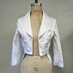 NWT Deadstock 2000s Tuxedo Style Tails White Open Jacket Coat
